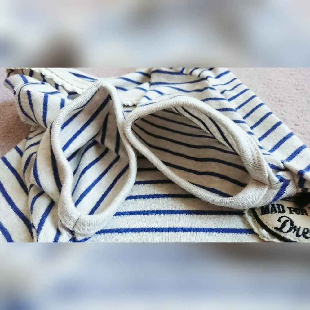 Striped Crochet Trim T-Shirt + White Pleated Mini Skirt Set - Picture 7 of 16